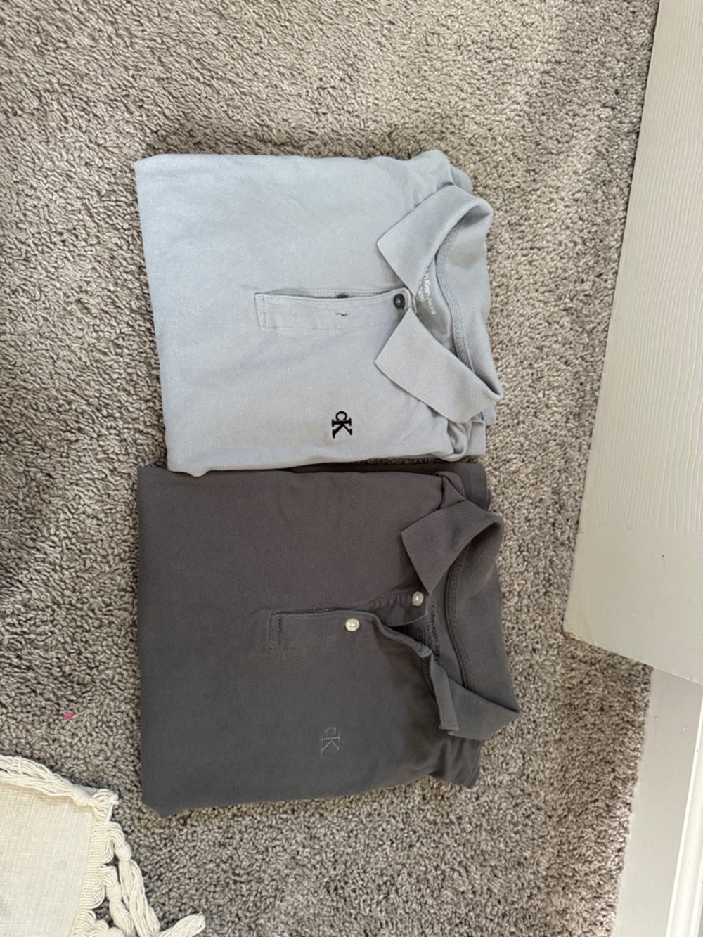 Kids Large Calvin Klein Men’s Polo Shirts - Light Gray & Charcoal